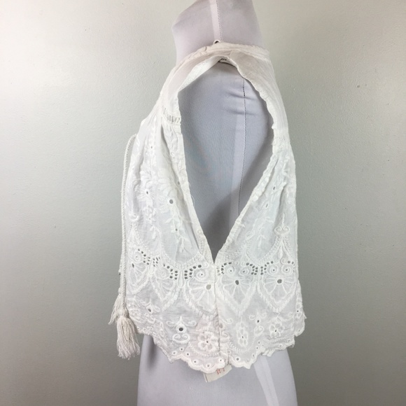 Somedays Lovin M Ivory eyelet lace boho crop top - Picture 6 of 8